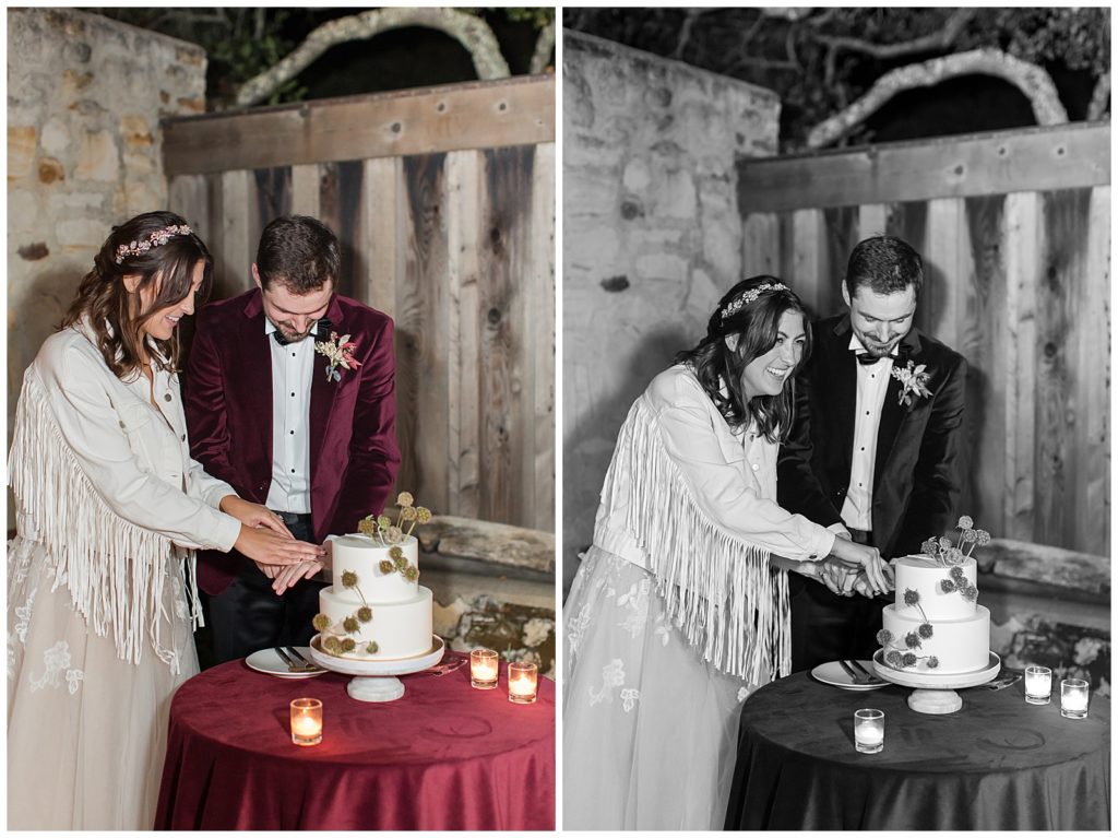 cutting the cake at Holman Ranch