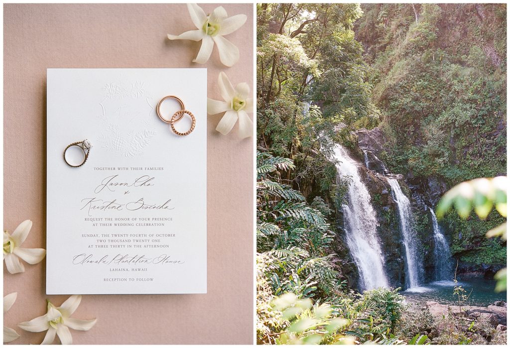 Sugared Fig Paperie Hawaii wedding invitation