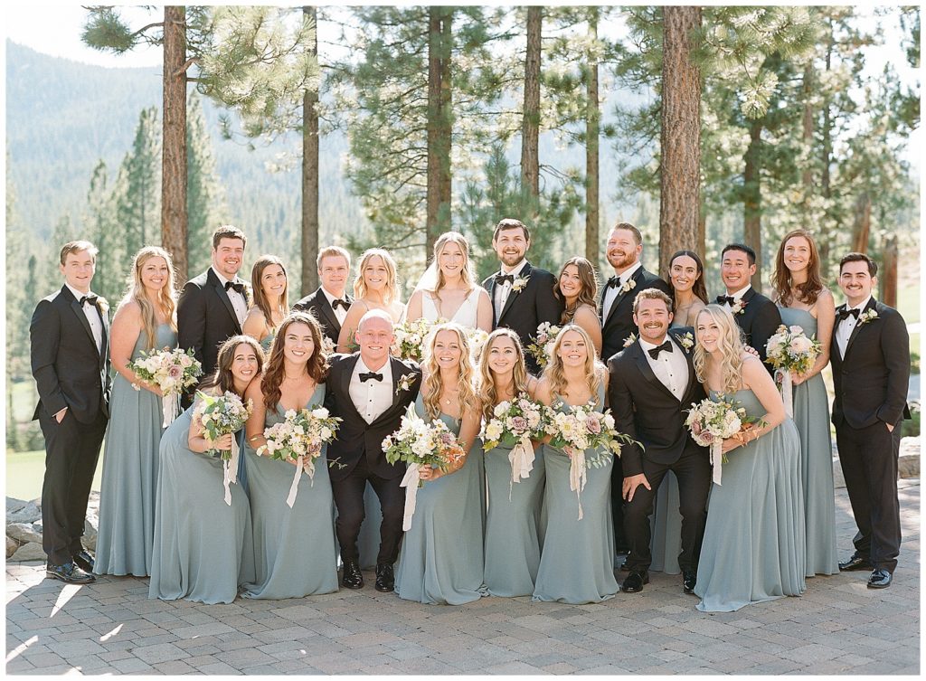 Large wedding party at Maris Camp in Truckee
