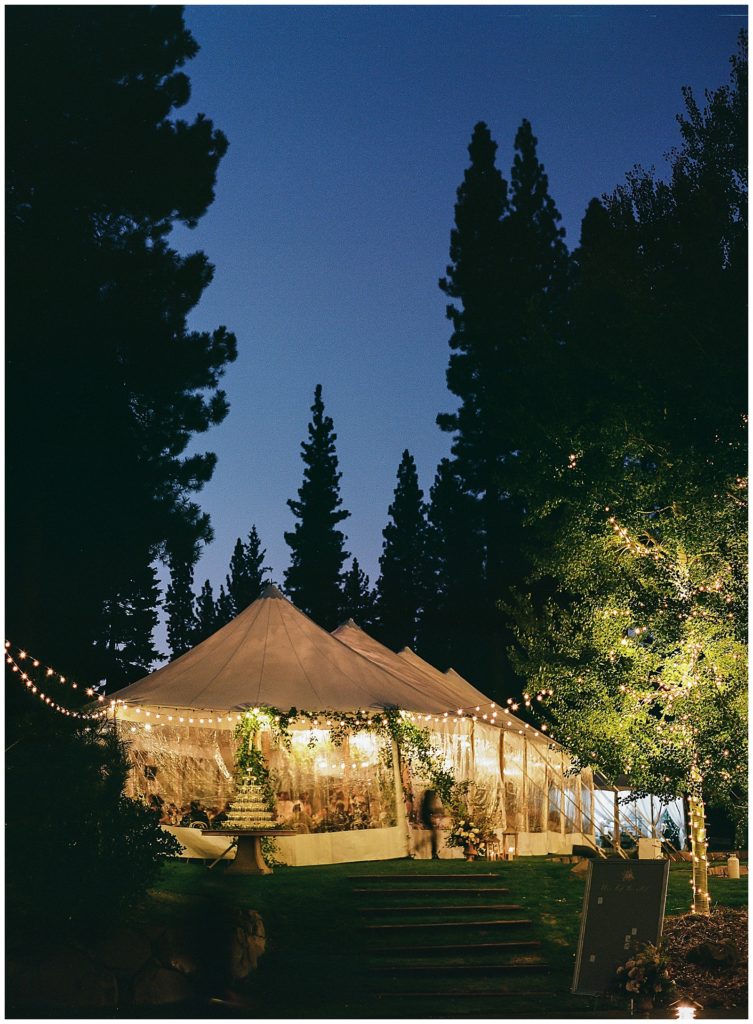 Martis Camp wedding reception in a tent