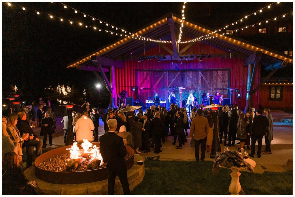 Wedding reception at Martis camp family barn with Take 2 Band
