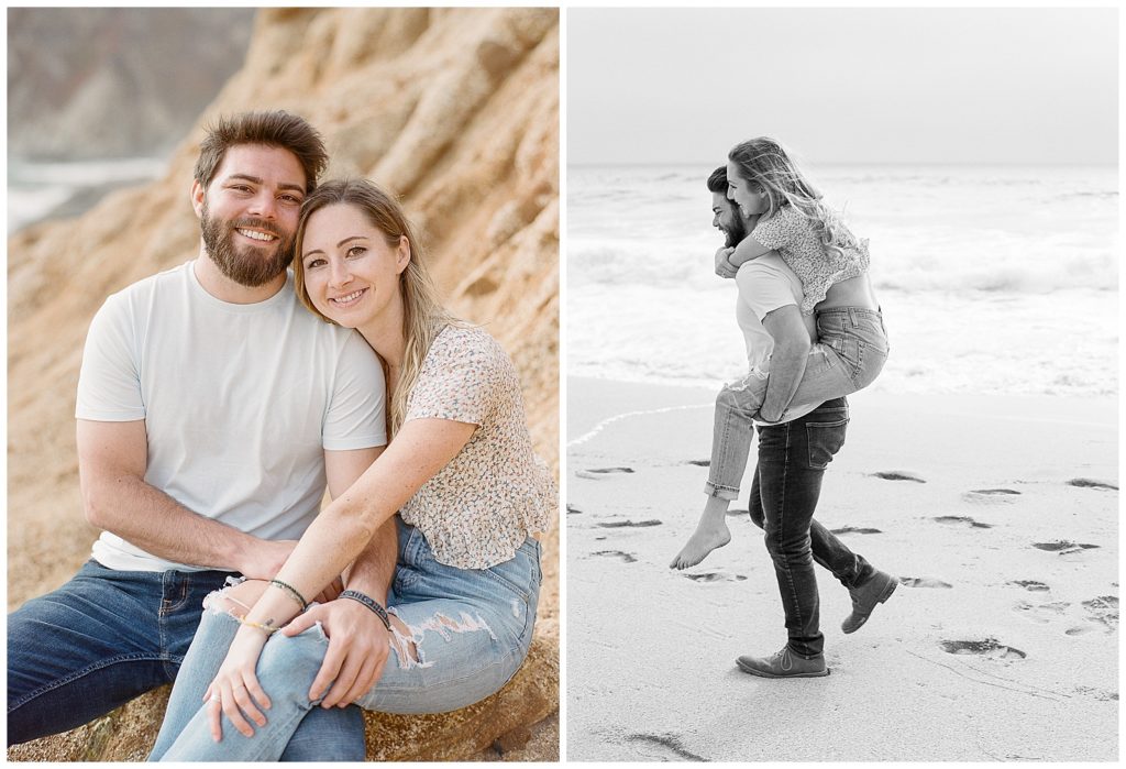 casual beach engagement photos