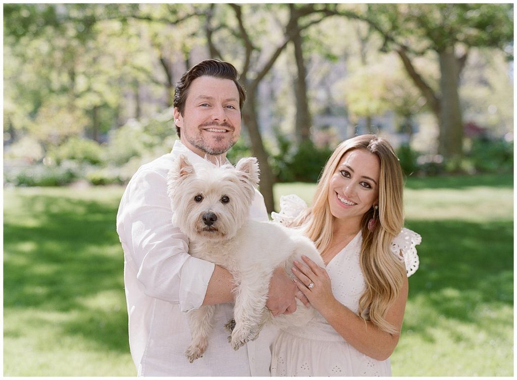 NYC engagement photos with westie