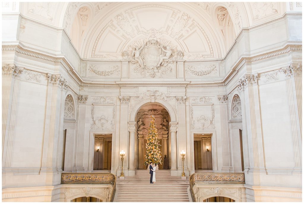 SF city hall wedding during the holidays