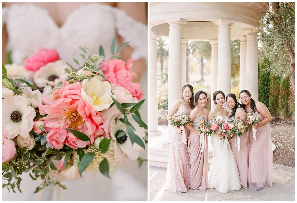 bridesmaids in blush at Silver Creek Country Club