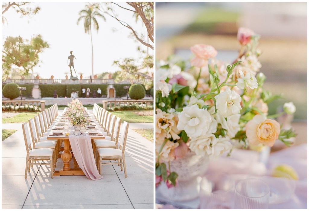 Headtable at wedding with blush runner at Ringling