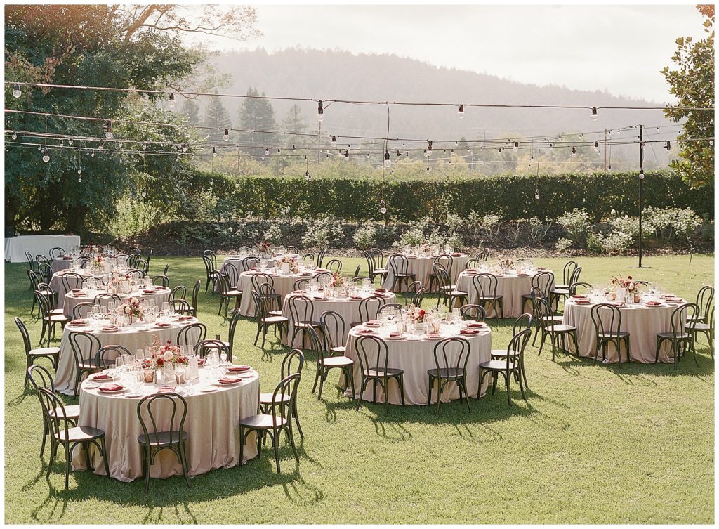 Annadel Estate winery wedding reception with fall color palette || The Ganeys, Quintana Events, Aimee Lomeli Designs