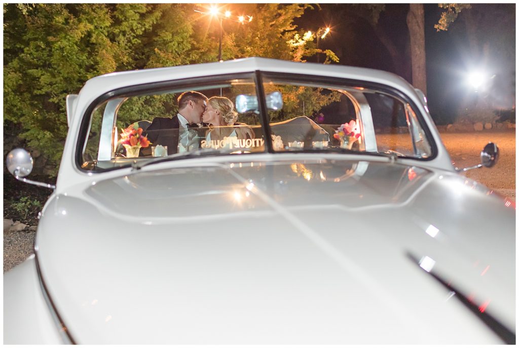Vintage car grand exit at Annadel Estate winery wedding