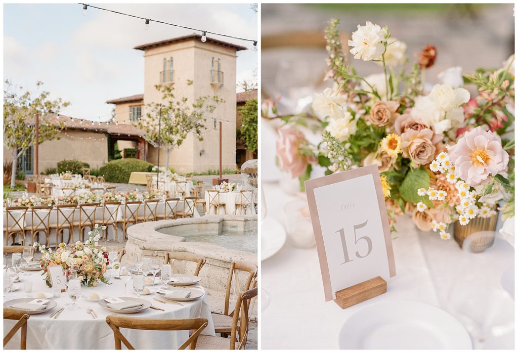 fall tones wedding reception with Palette Events and Golden Fields floristry at the club at pasadera
