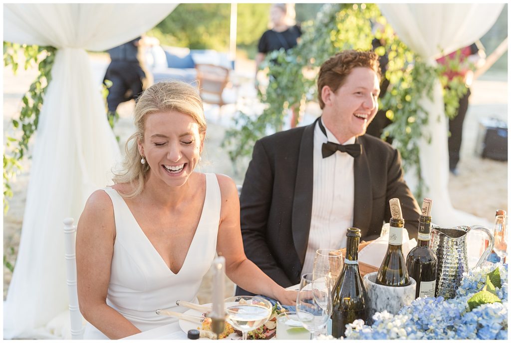 toasts in tented wedding on Bainbridge Island