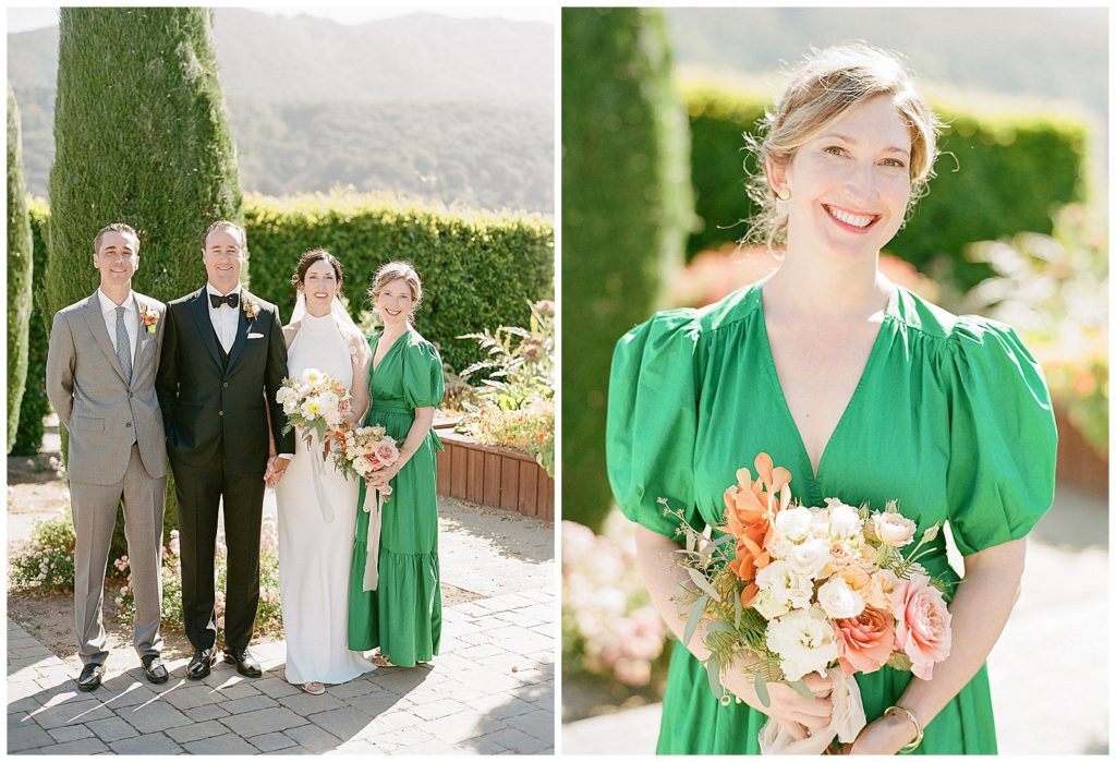 bridesmaids in emerald green for Bernardus lodge wedding