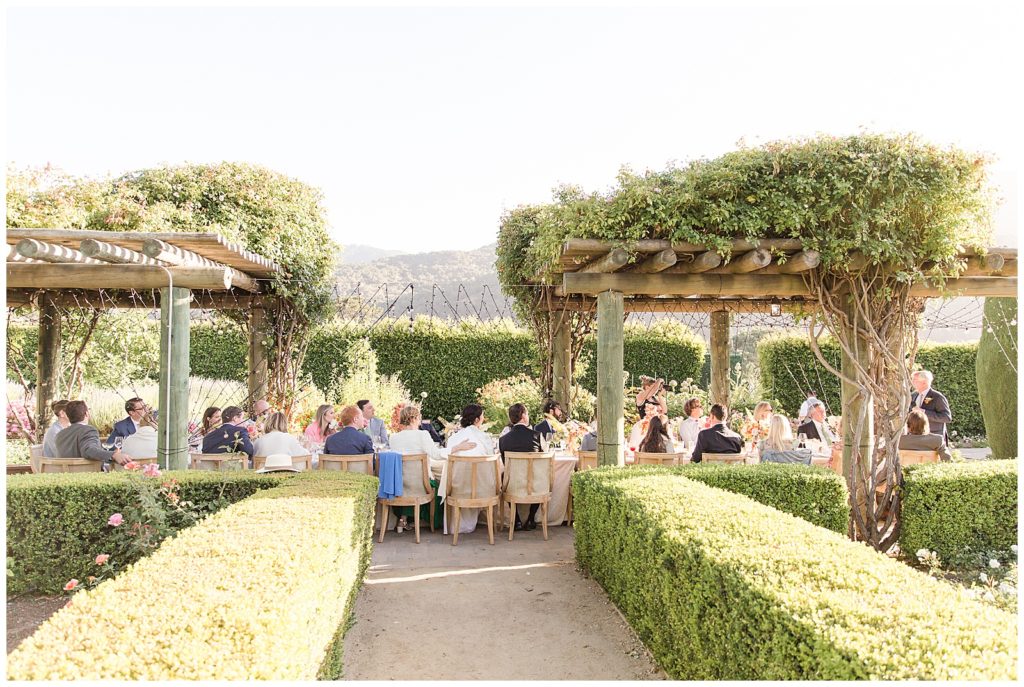 intimate wedding at Bernardus Lodge & Spa under the garden trellis