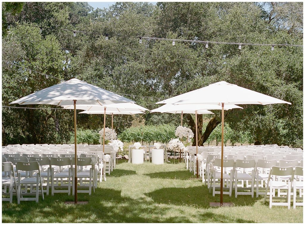 White wedding ceremony ideas at Arista Winery