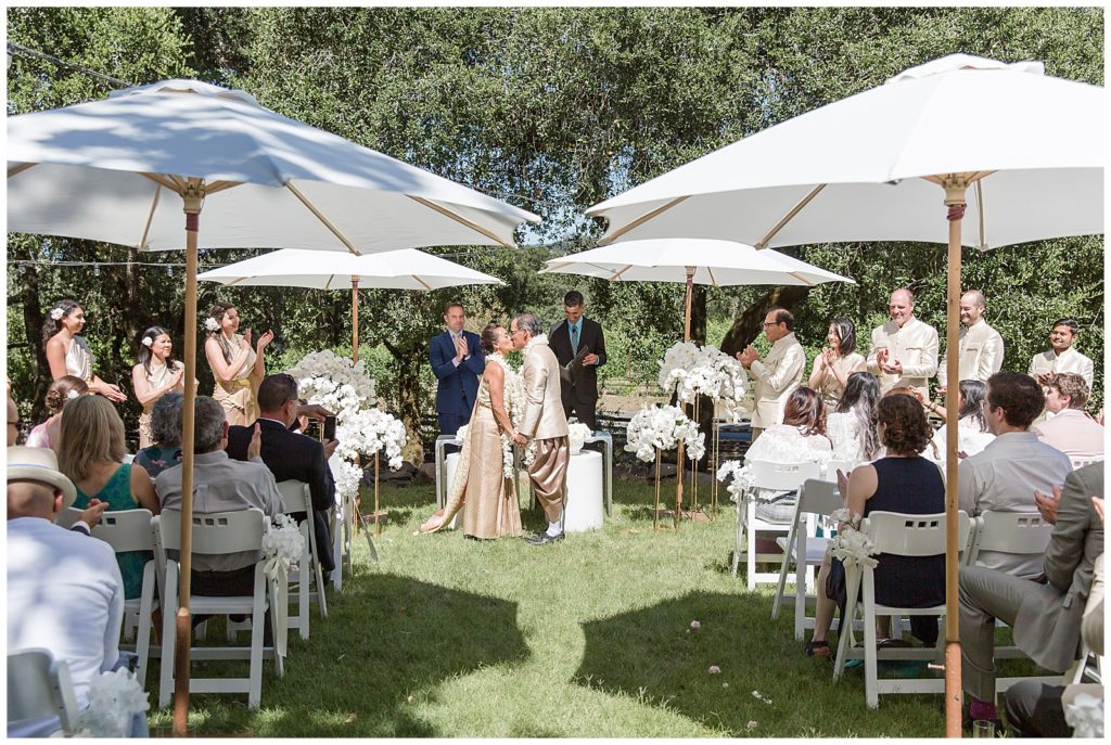 Wedding ceremony on the lawn at Arista Winery in Healdsburg 