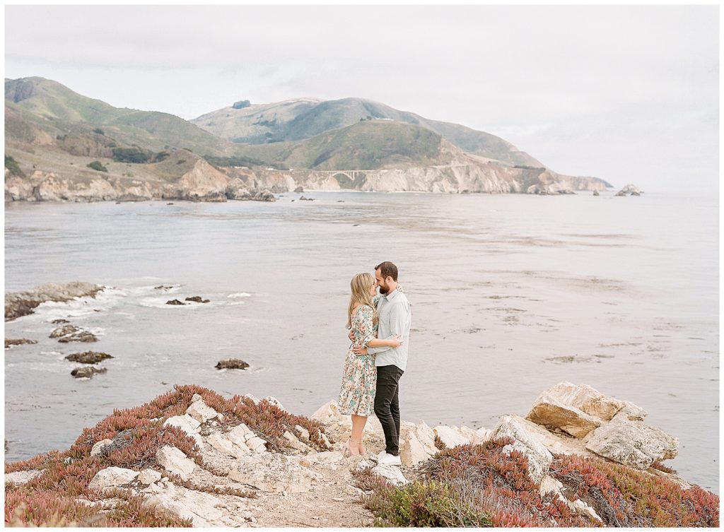 Big Sur engagement photos with floral dress