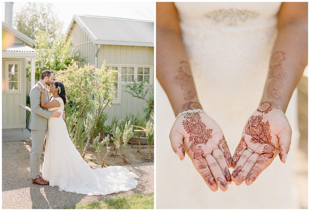 bride with henna tattoo getting married at Carneros resort