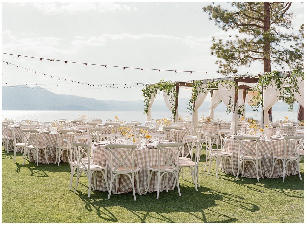 Rustic lake tahoe wedding at Edgewood Tahoe welcome party