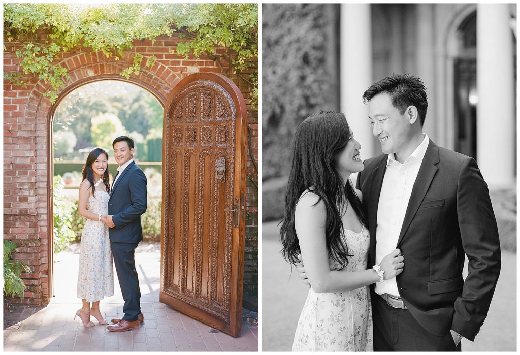 engagement photos at Filoli with floral sundress