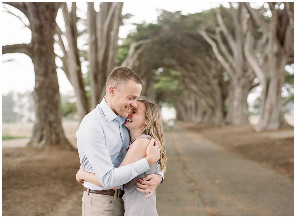Cypress Tree tunnel engagement photos in Pt Reyes