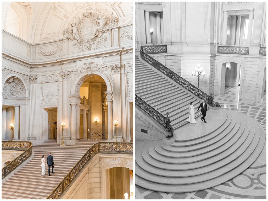 SF City hall staircase wedding photos