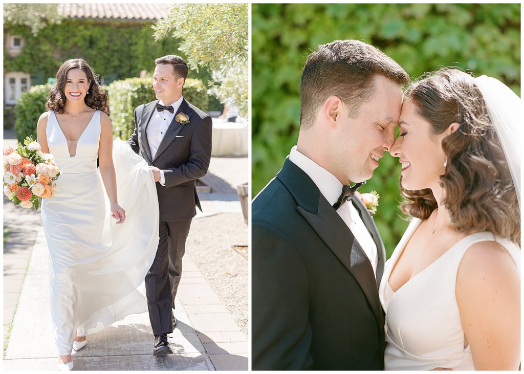 Viansa Sonoma wedding with white classic dress and summer flowers