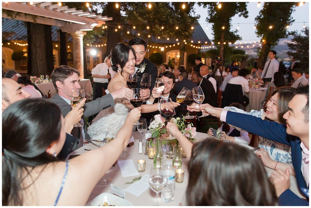 toasts at Trentadue winery wedding