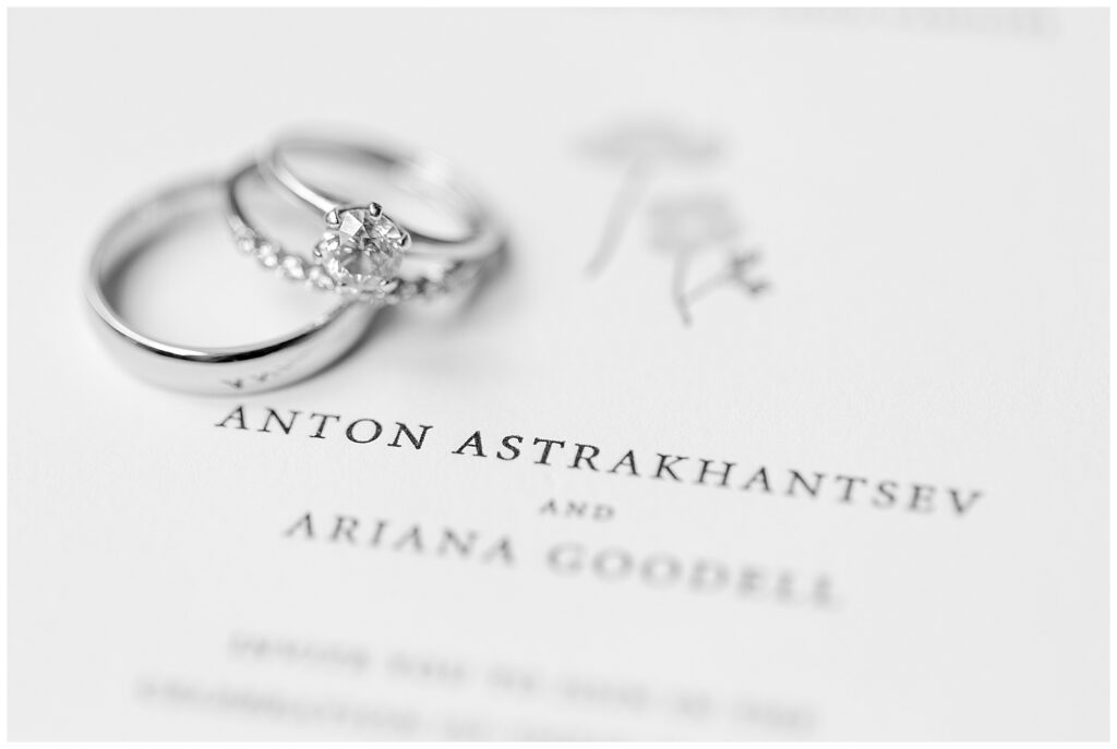letterpress wedding invitation with rings