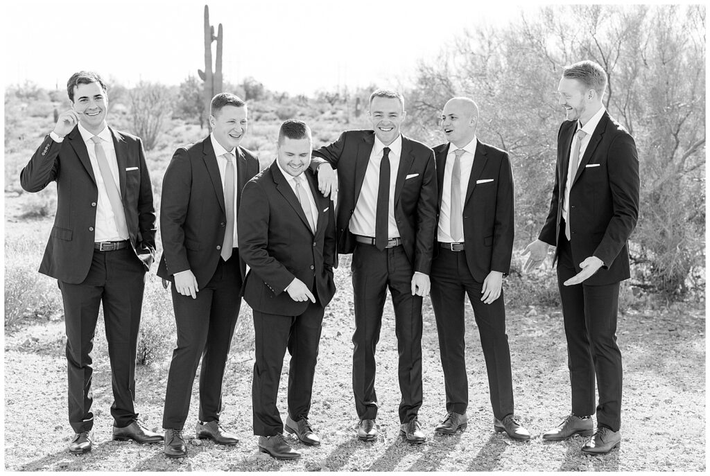 groom with groomsmen at The Paseo wedding in Arizona