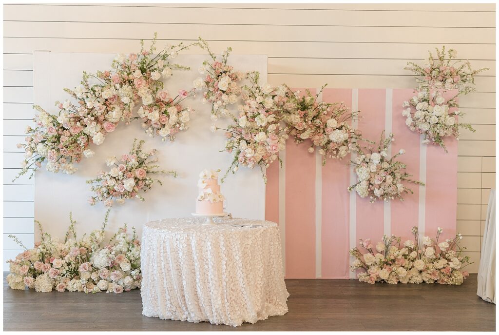 Blush and white wedding reception at Four Seasons Napa Valley in the Ballroom