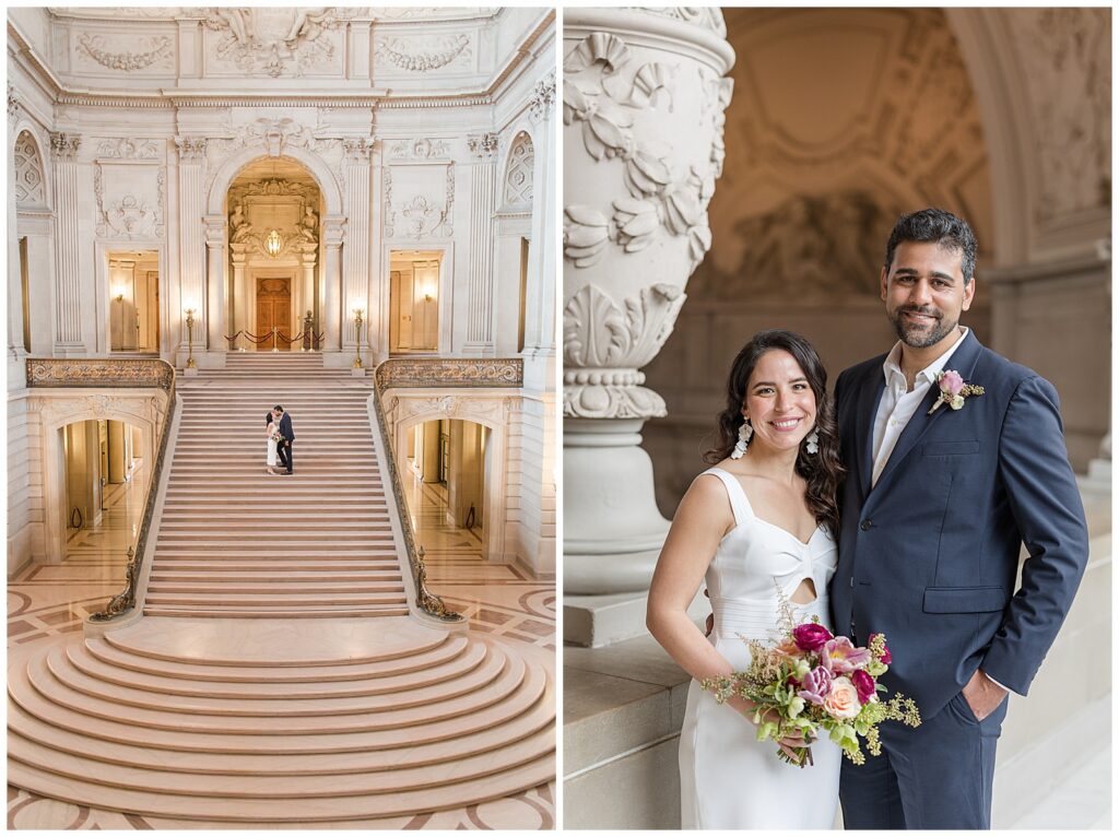 SF City Hall wedding grand staircase photos