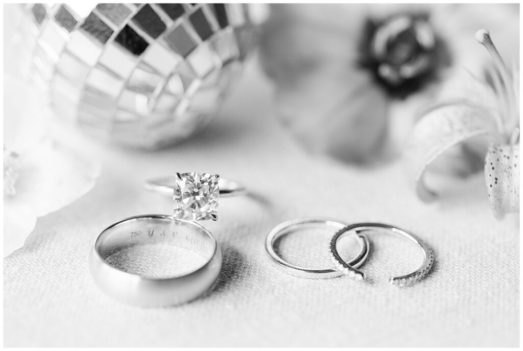 Disco wedding ring detail photos