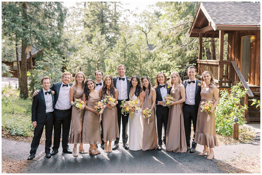 Wedding party at Evergreen Lodge Yosemite wedding