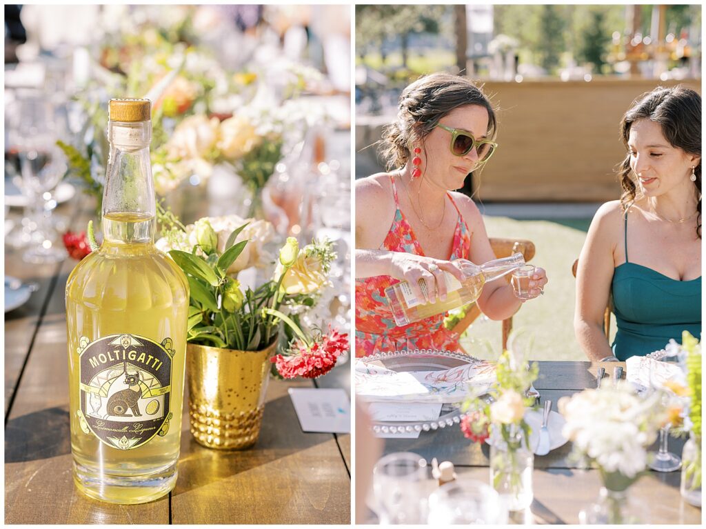 bride and groom toasting with limoncello on wedding day