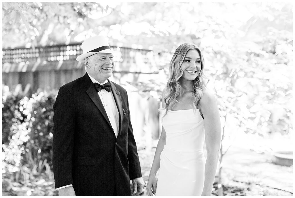 first look with dad at Dawn Ranch wedding