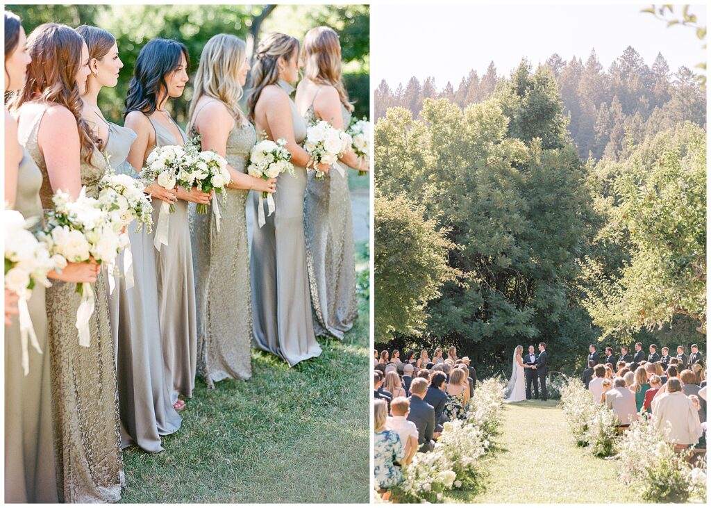 Wedding ceremony at Dawn Ranch in the orchard