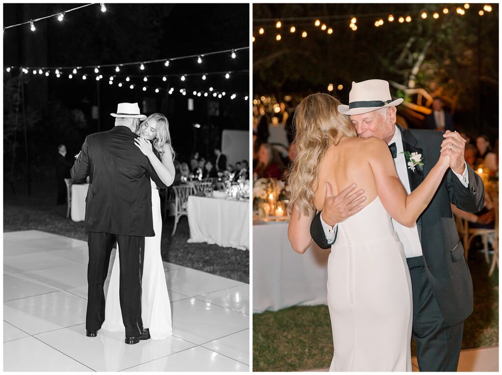 First dance at Dawn Ranch under twinkle lights