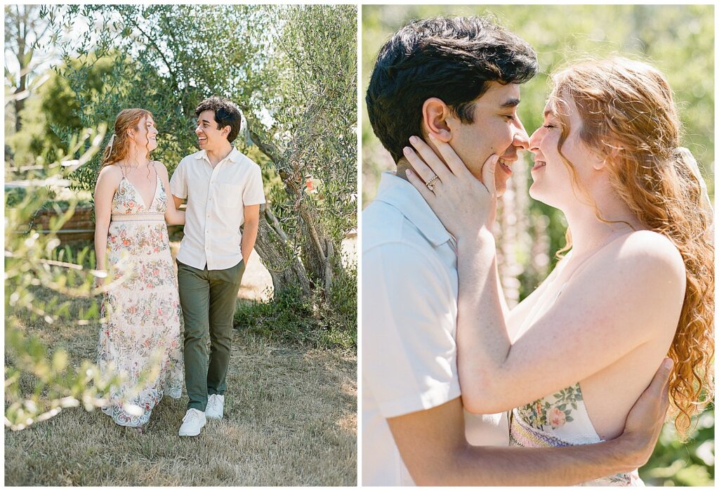 Filoli engagement photos in spring with floral dress