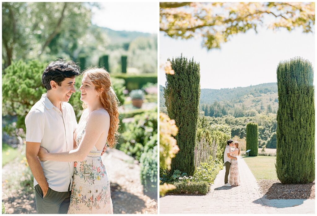 Filoli engagement photos in spring with floral dress