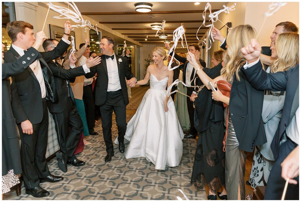 Ribbon wand send off for wedding at Pebble Beach Beach & Tennis Club