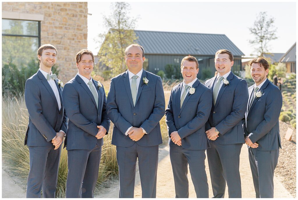 groomsmen in navy suits for Stanly Ranch wedding