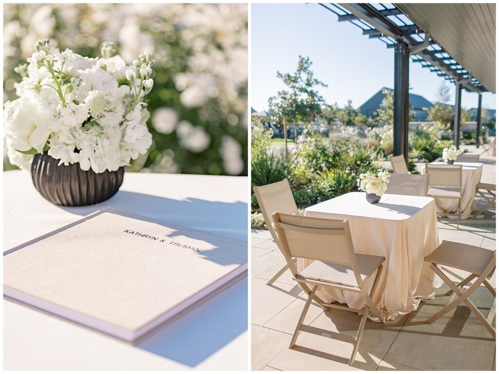 Wedding ceremony at the garden lawn at Stanly Ranch with white hydrangeas 