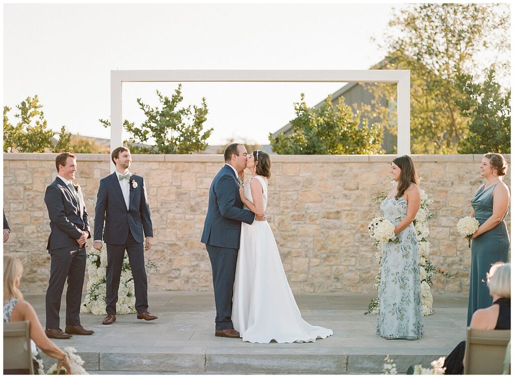 Wedding ceremony at the garden lawn at Stanly Ranch with white hydrangeas 