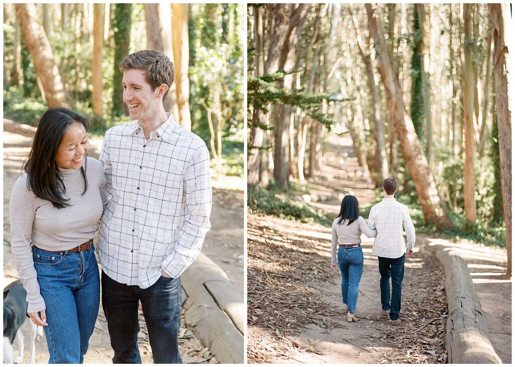 Lover's Lane engagement photos with a dog