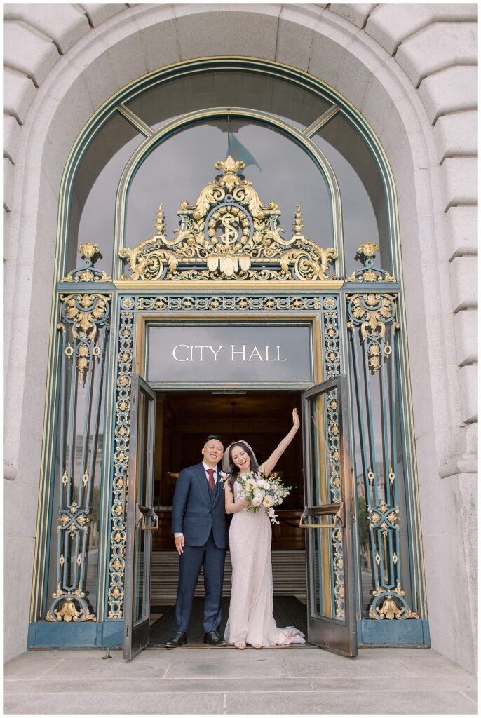 Leaving SF City hall after tying the knot