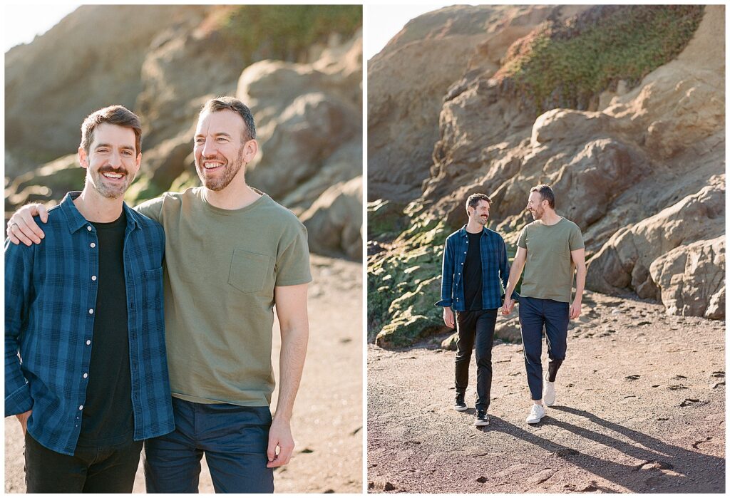 engagement session with two grooms on Rodeo Beach