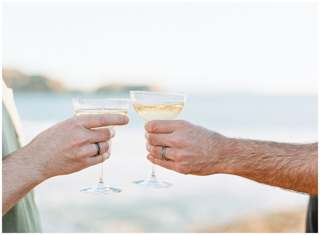 champagne for engagement photos