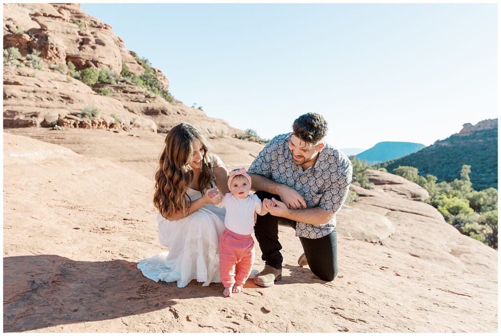 Bell Rock Sedona engagement with 6 month old baby