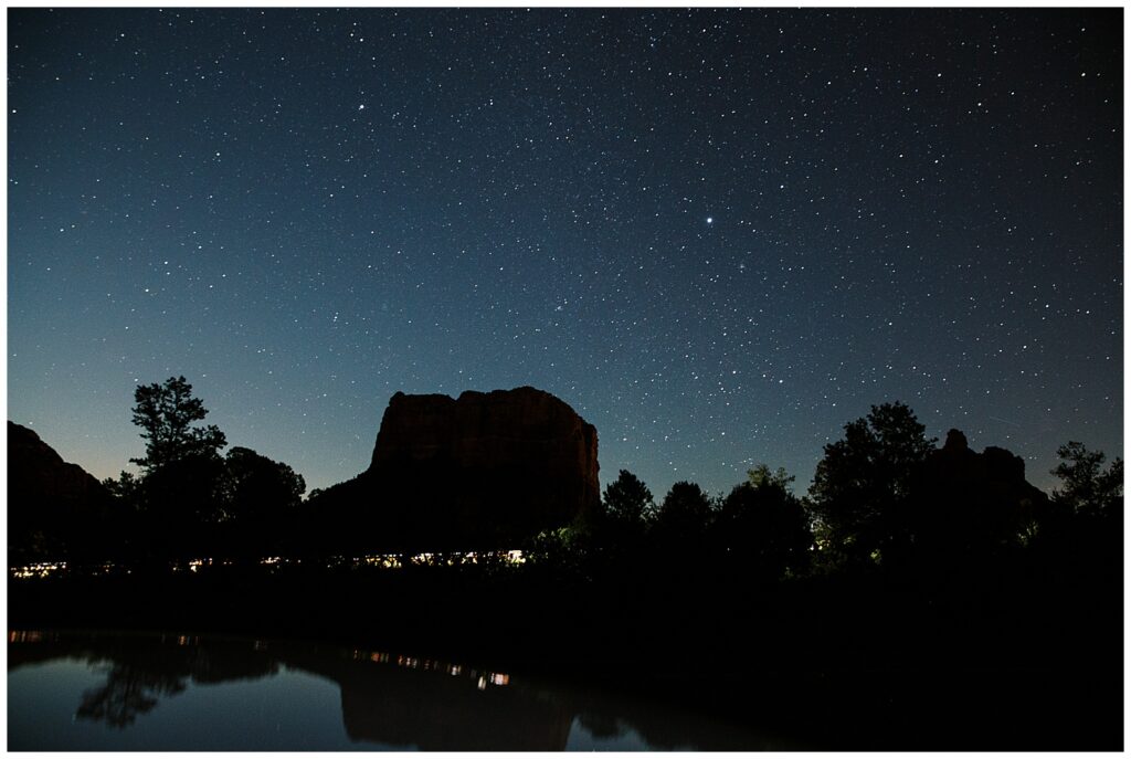 Night photo of stars in Sedona