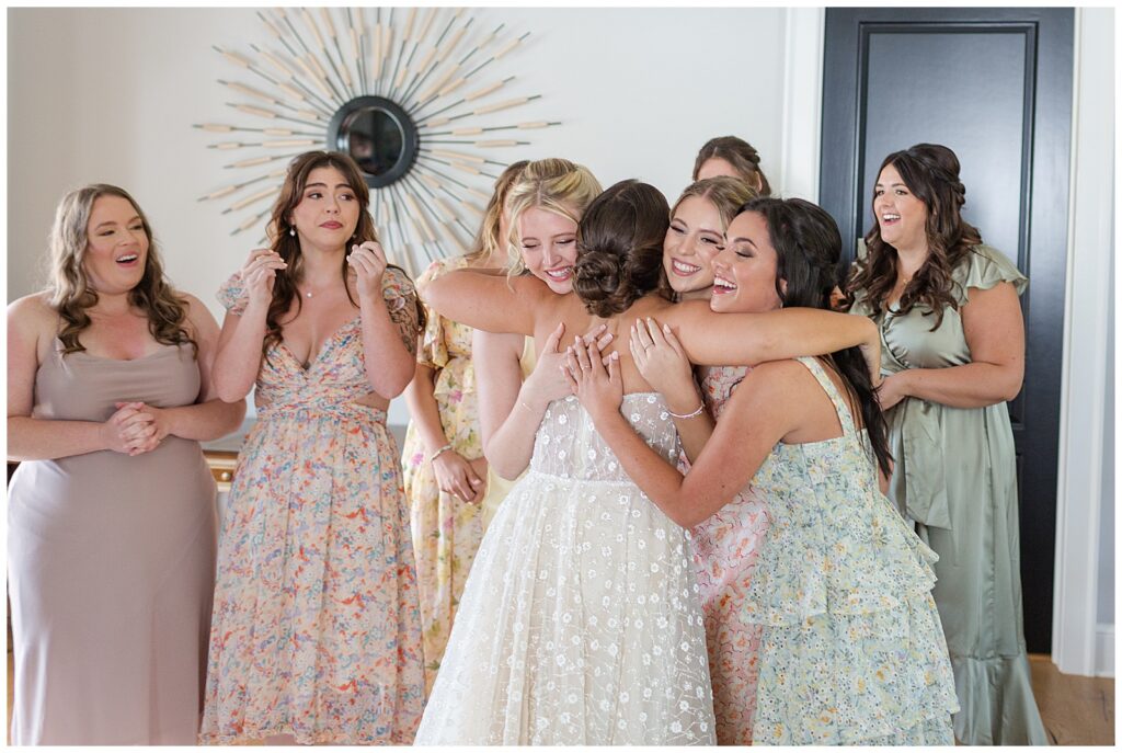 first look with bridesmaids at Jubilee Estate Sarasota Wedding