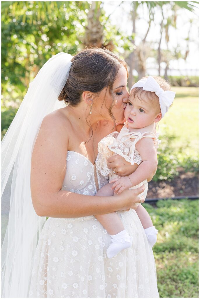 Bride with her daughter flower girl